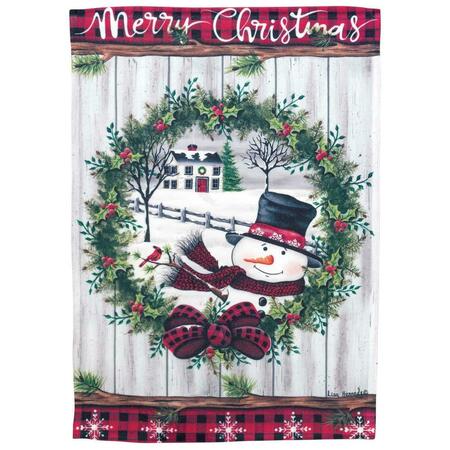 RECINTO 30 x 44 in. Snowman Wreath Christmas Garden Flag - Large RE3460640